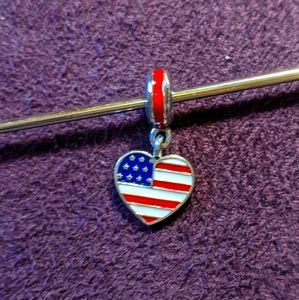 Pandora Authentic American Flag Heart Charm